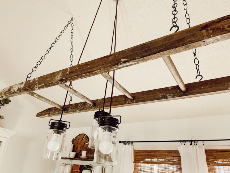 diy ladder chandelier