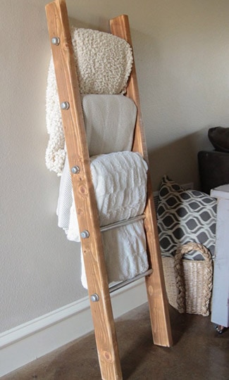 diy wood & metal pipe blanket ladder