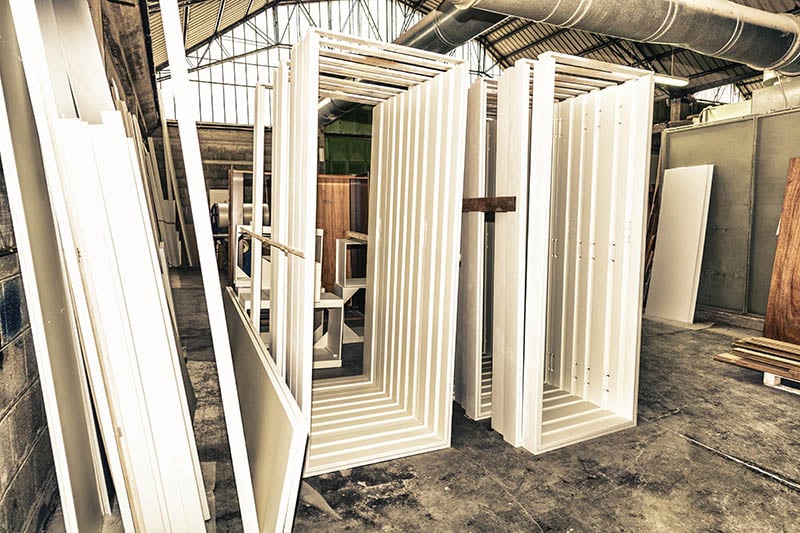 door frames in the factory