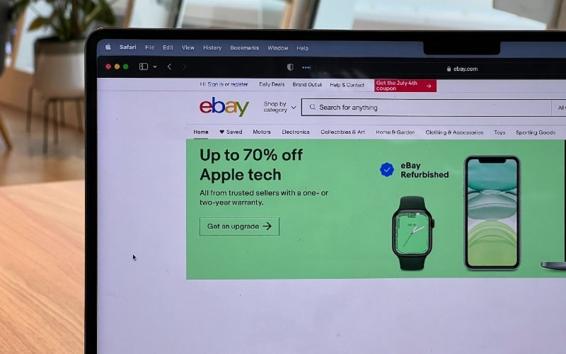 eBay website shown on laptop screen