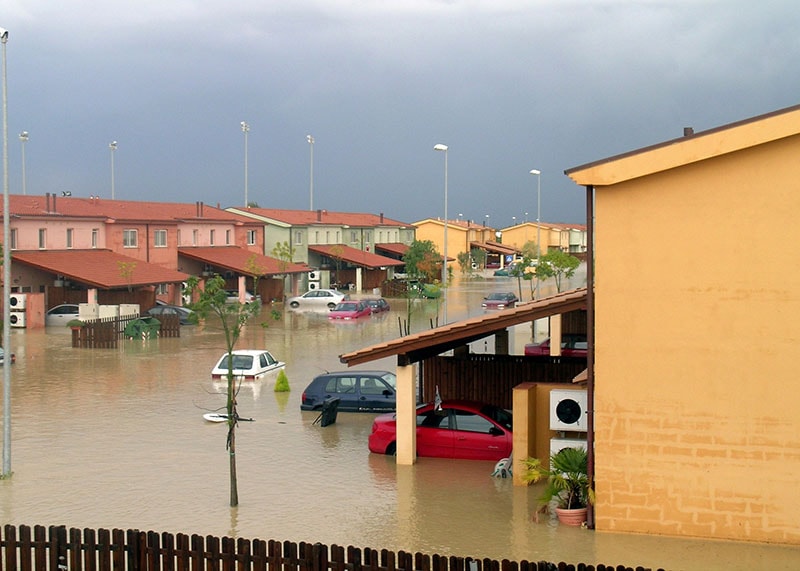 flood at a residential area