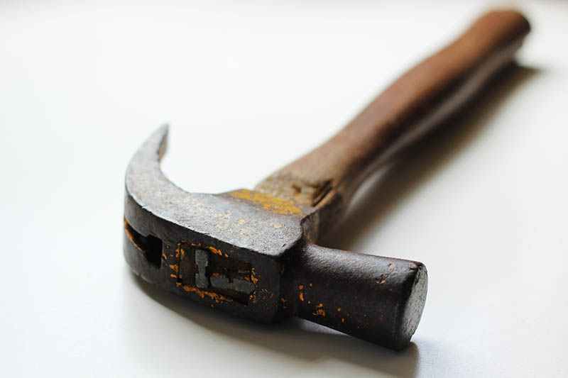 framing hammer on the table