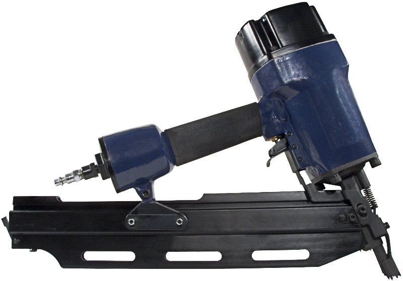 framing nailer nail gun on white background