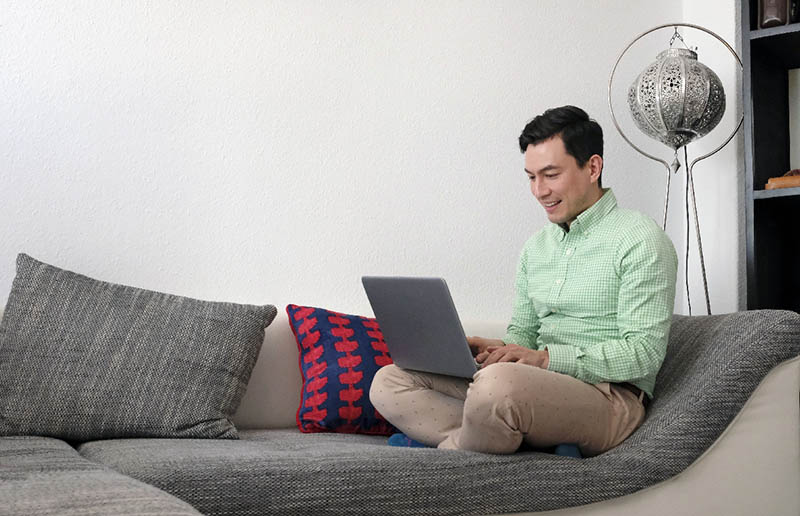 man working from home