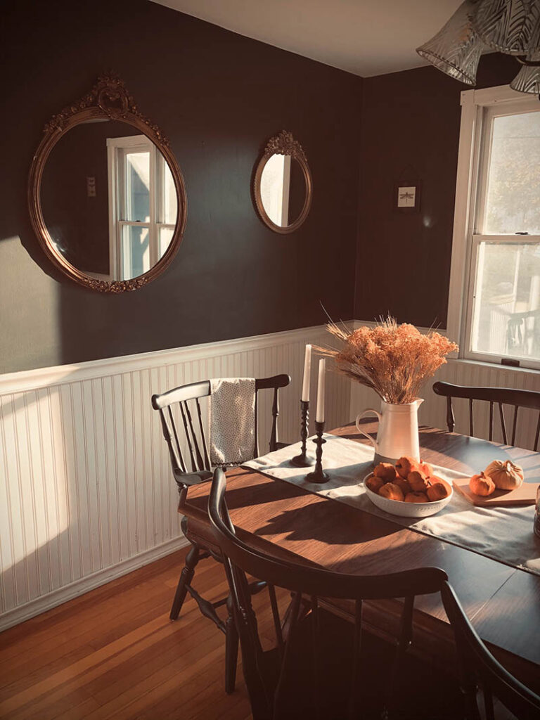 mirrors hanging on the dining room