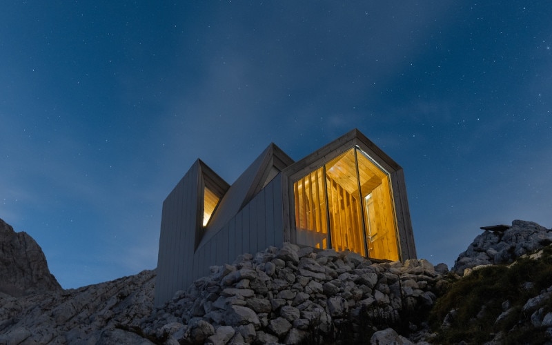 modern house architecture on rock formation