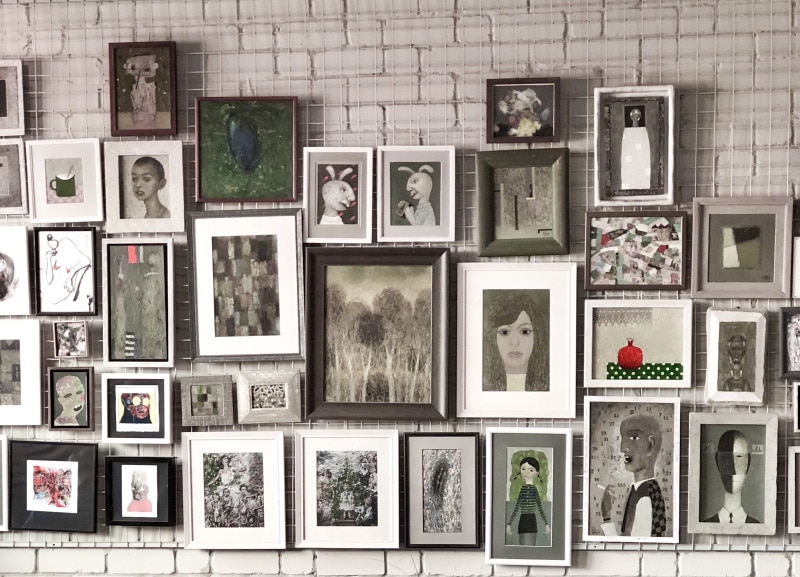 photo frames in the wall