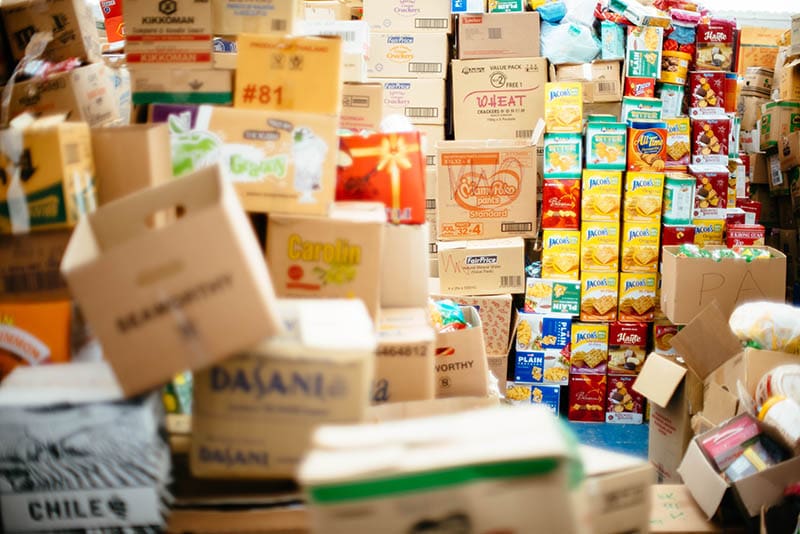 pile of cardboard and cereal boxes