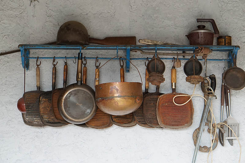 pots and pans with lot of rust