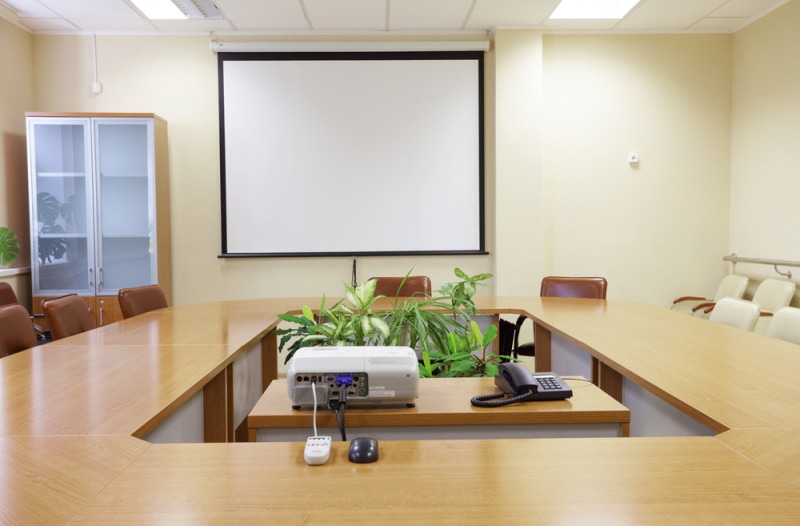 projector screen in meeting room
