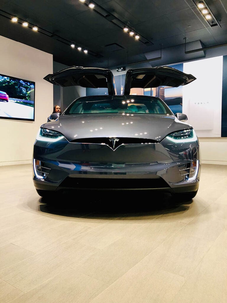 tesla model x inside the showroom