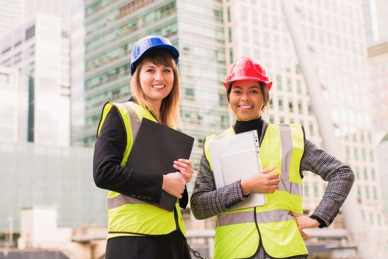 two woman architects in construction site