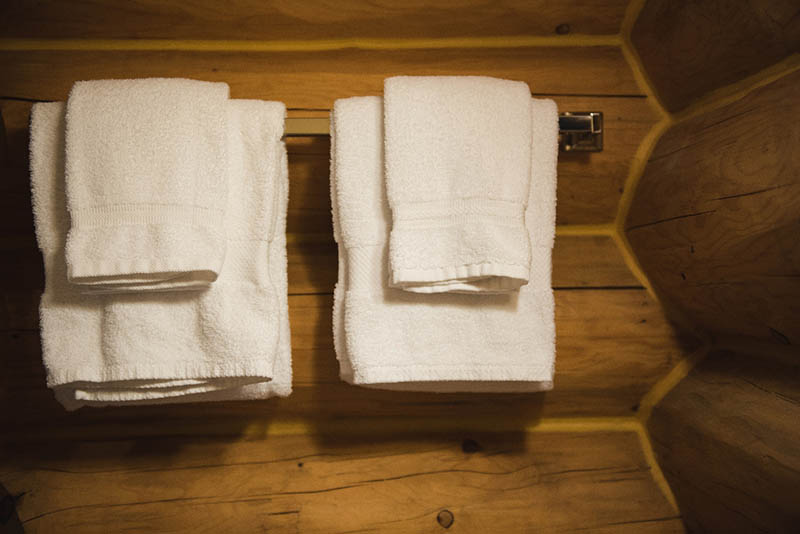 white hanged towel