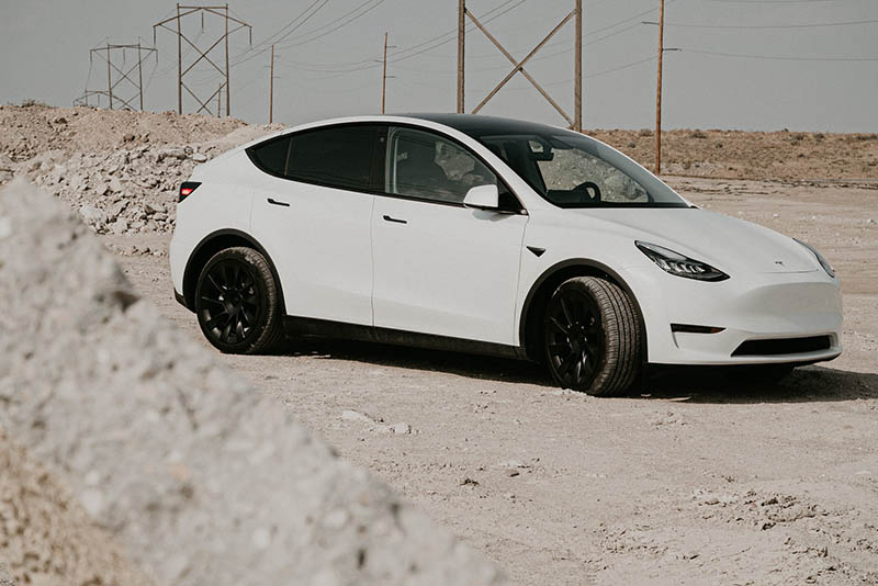 white tesla model y