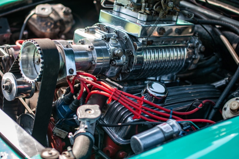 An engine with a supercharger