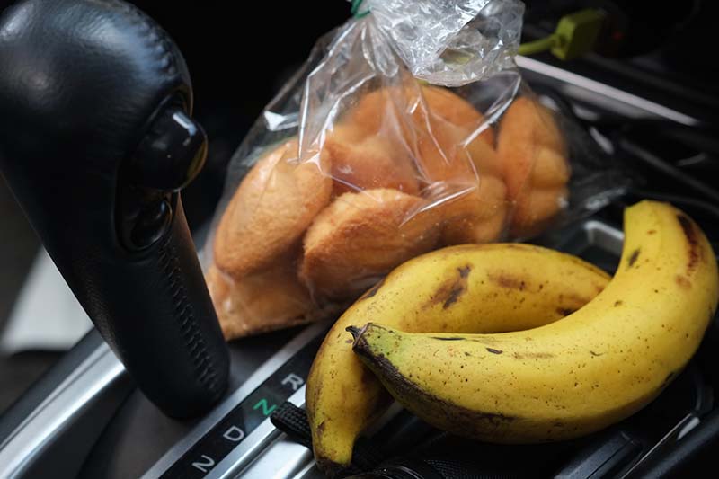 Banana for dessert and snack to eat when hungry on the car