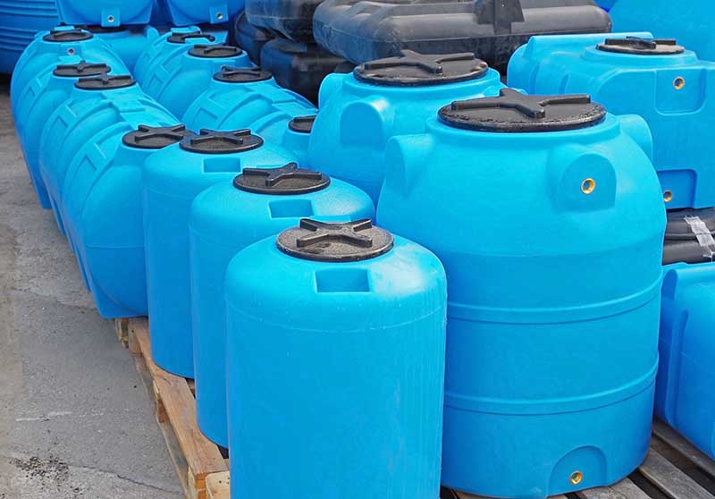 Blue plastic water container