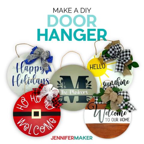 DIY Door Hangers Made with Wood Rounds on Cricut