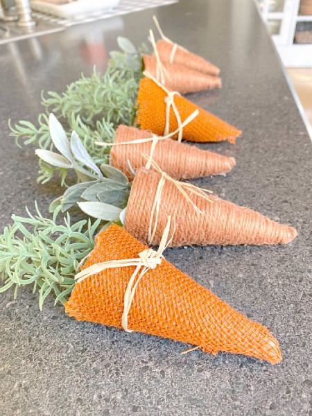 DIY Jute Carrots for Spring Decorating