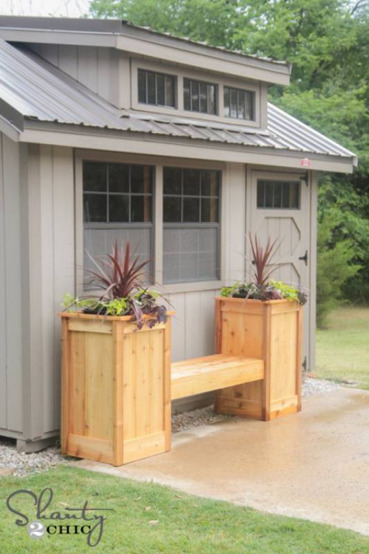 DIY planter box bench