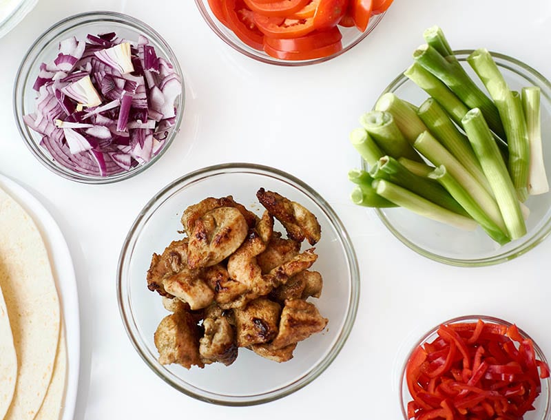 Food on glass bowls