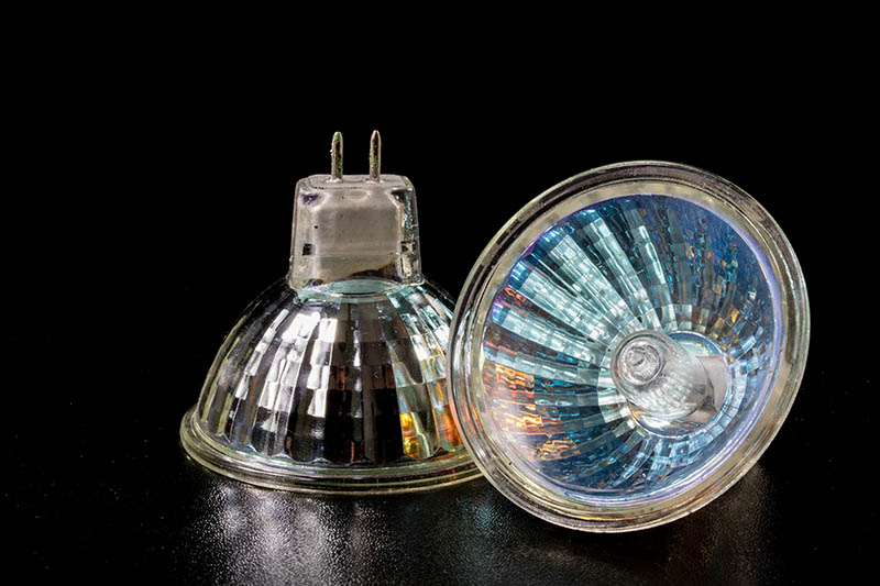Halogen bulb in a reflective shade