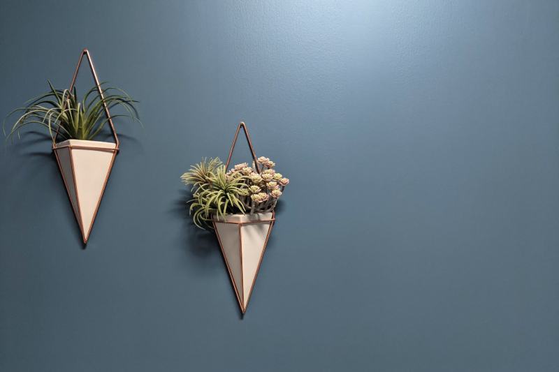 Hanging triangle shape pot with plants