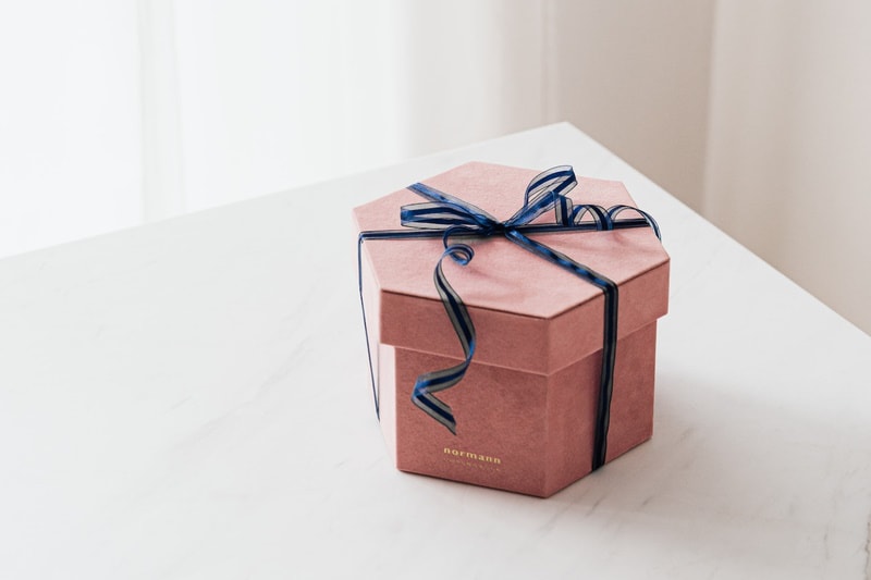 Hat box wrapped in ribbons