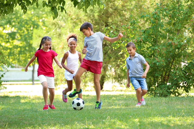 Kids Playing In Lawn