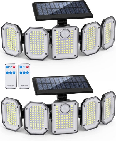 OTDLIGHT Solar Outdoor Lights, 300LED 2700LM 5 Heads Solar Powered Motion Sensor LED Security Light