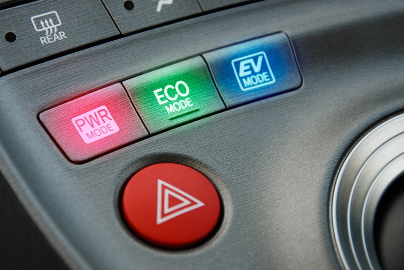 Plugin hybrid car control panel section