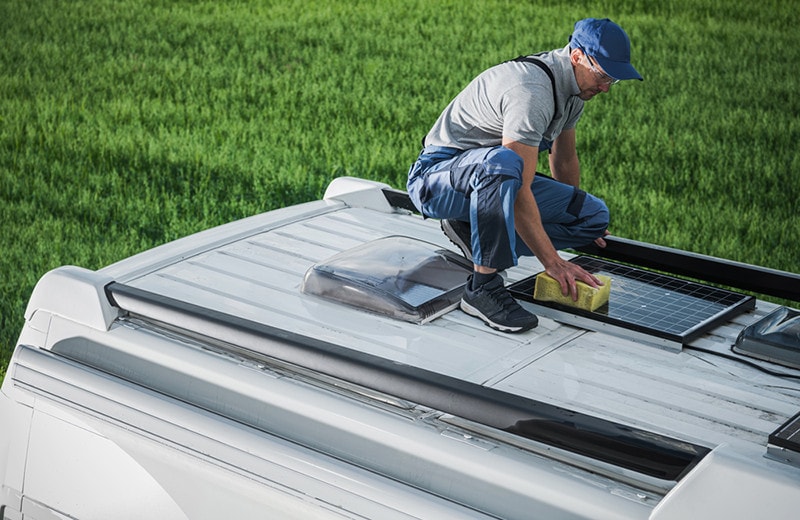 Professional Installing Solar Panel in RV