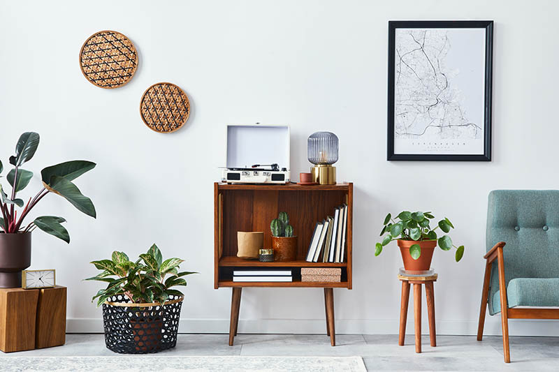 Retro composition of living room interior