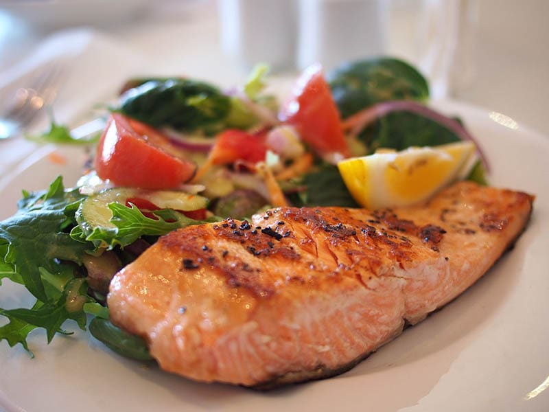 Salmon and salad