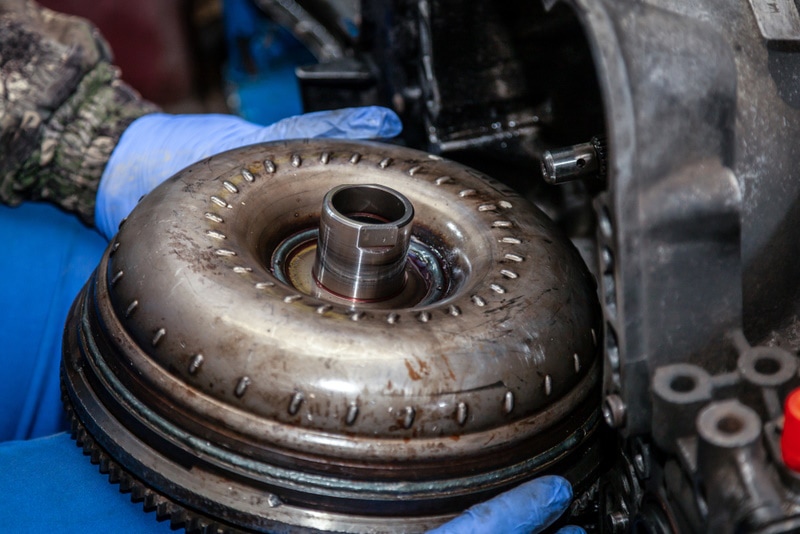 Torque converter being assembled