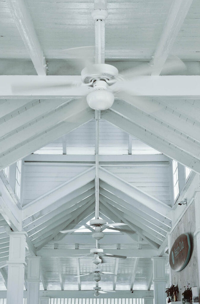 beach club ceiling made from shiplaps