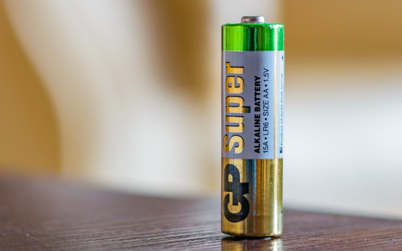 close up of an alkaline battery