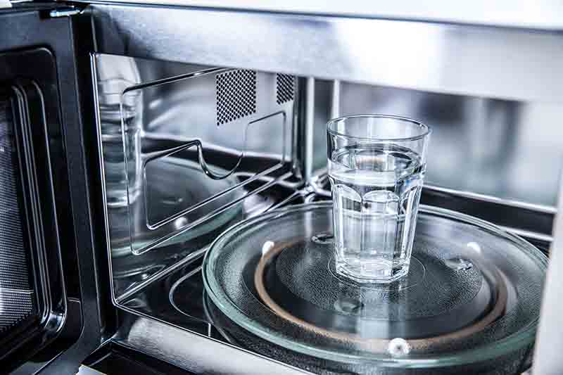 glass of water inside microwave