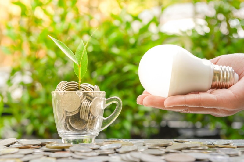 hand holding LED bulb