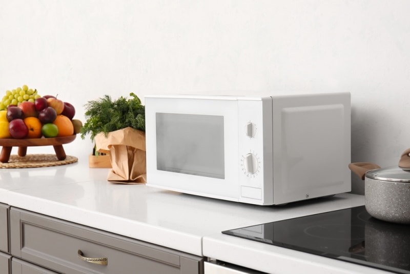 microwave in the kitchen