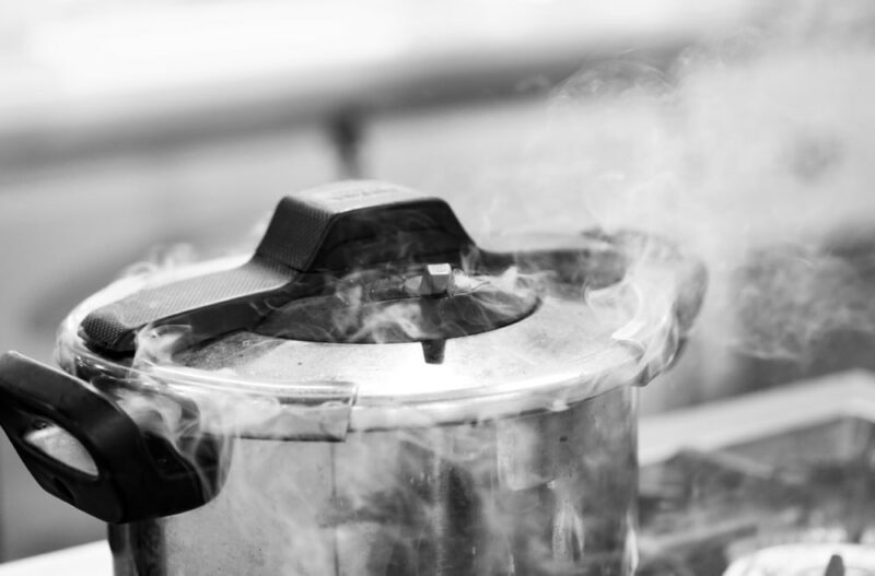 Pressure cooker steam over cooking in a Kitchen