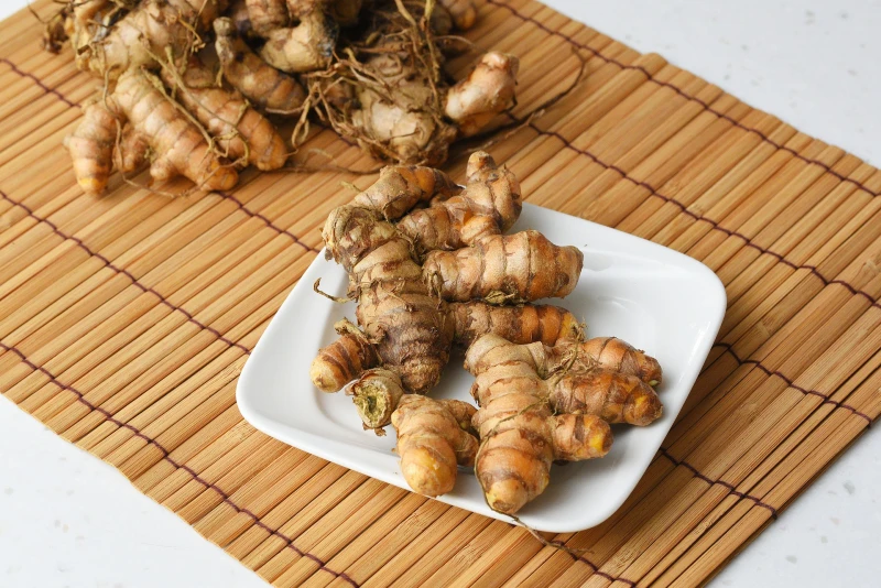 turmeric rhizome on a plate