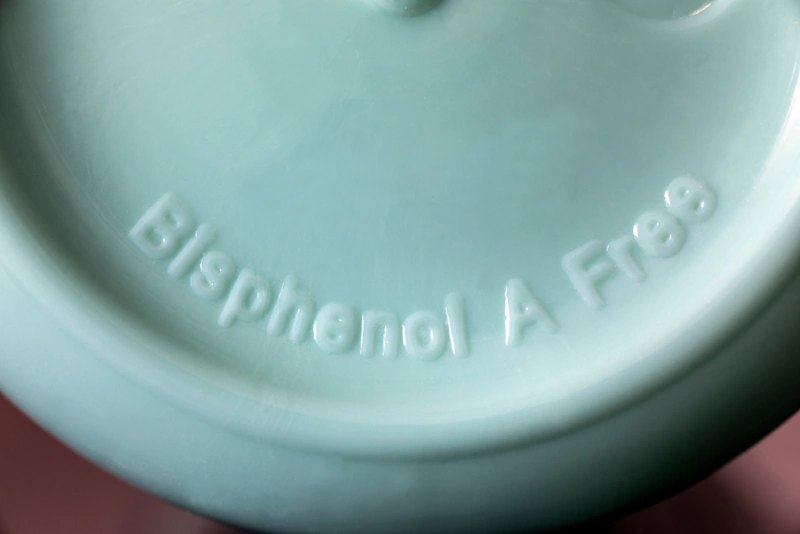 BPA Bisphenol A free inscription on plastic bottle