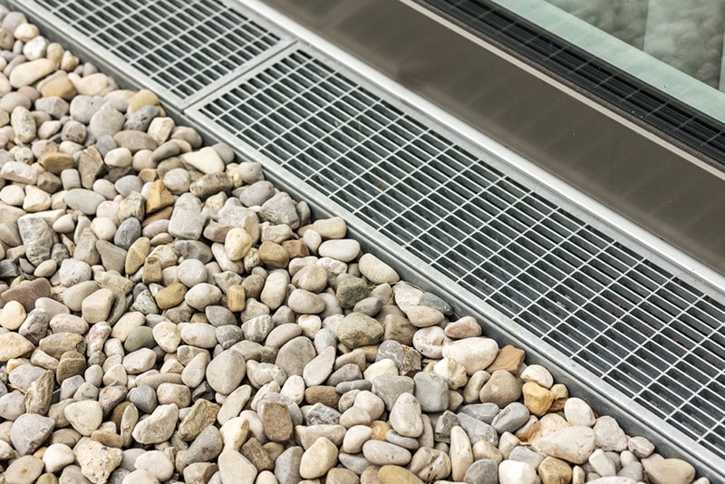 Drain Stones, Drainage Floor, French drain, Pebbles for Drain around Perimeter of House with Gravel floor, Stainless Drain Grate