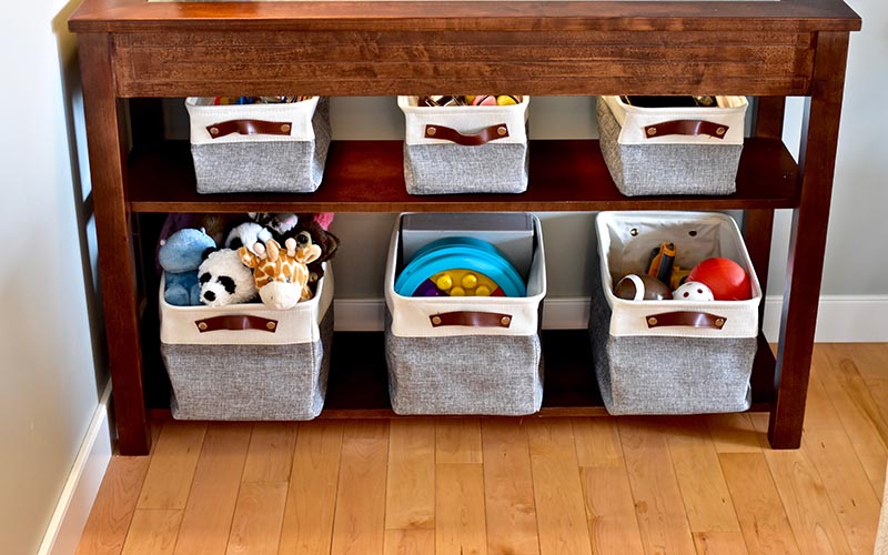Simple easy storage baskets for living and bedroom toy clean up