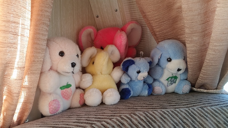 adorable stuffed animals displayed indoor