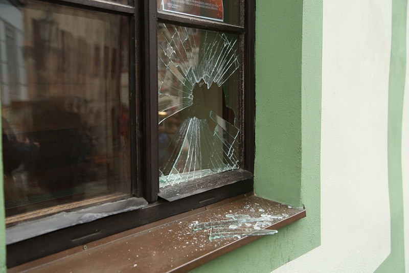 broken glass of a window