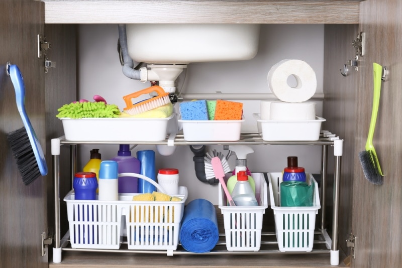 cleaning supplies storage cabinet