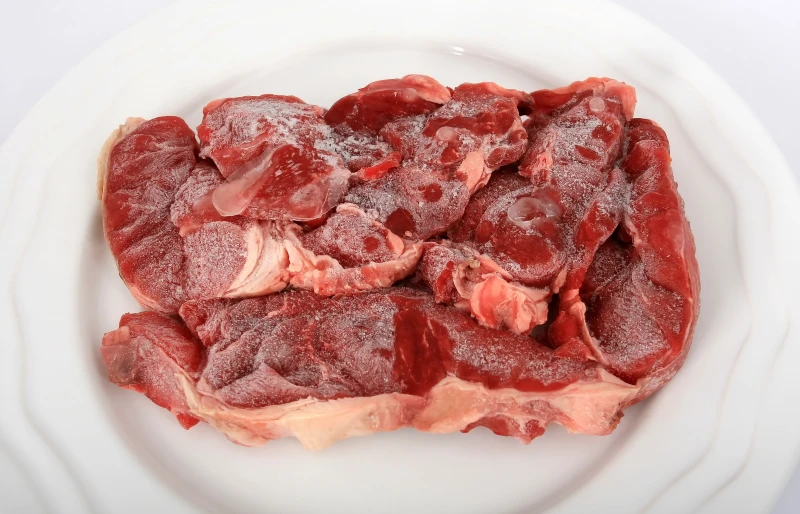 frozen beef brisket on a plate