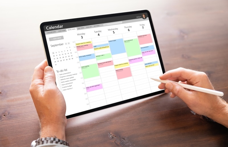 man checking calendar
